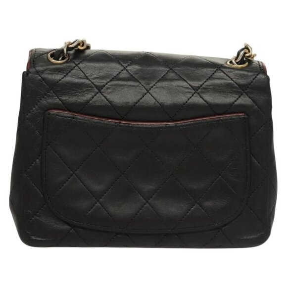 CHANEL Matelasse Chain Shoulder Bag Lamb Skin Black Gold CC Auth 133143 - Picture 3 of 16